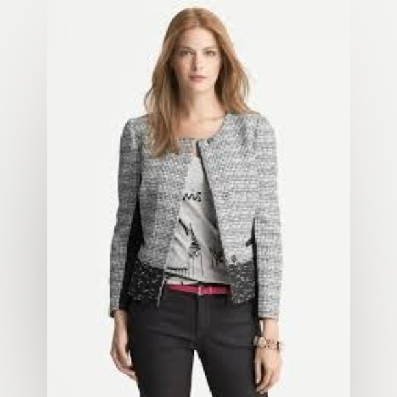 Banana Republic TEXTURED BLACK PARISIAN JACKET Size 4 EUC - Picture 3 of 5